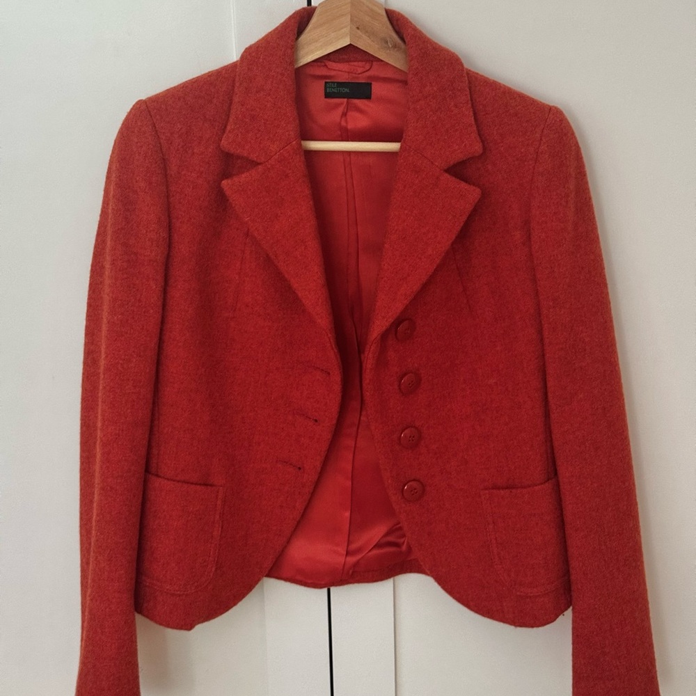 United Colors Of Benetton Red Tailored Suit Jacket